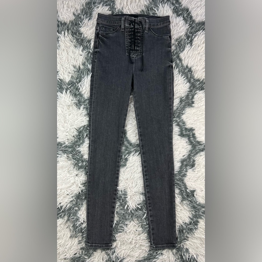Hudson Jeans Women’s Bullocks High Rise Lace Up Super Skinny Jeans Size 26 Black